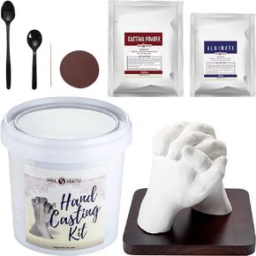 Hand Casting Kit for Couples, DIY Plaster Statue Molding Kit, Wooden Mahogany Base DIY Hand Mold Kit, Anniversary for Men, Women, Wedding Gift, Mother's Day Gifts for Wife, Valentine's Day Gift
