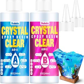 Epoxy Resin 16OZ, Super Gloss Epoxy Resin Kit with UV Resistant, Fast Drying Art Resin Clear Casting Resin Epoxy for Art Crafts, Jewelry Making, Wood & Resin Molds