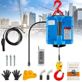 3 in 1 Electric Hoist with Remote Control, 110 Volt Electric Winch 1100lbs,1500W Electric Crane Hoist with Fixing Bracket Overload Protection for Lifting Towing 16ft/min,25ft Lifting Height
