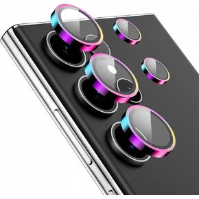 Compatible with Samsung galaxy s24 ultra Camera Lens Protector, Metal Tempered Glass Rear Camera Screen Cover, Not Easy to Break, Strong Adsorption, Case-Friendly-Black
