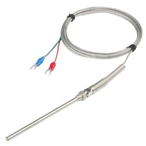 K-Type Thermocouple Temperature Sensors 0~600℃ Temperature Detector Temperature Gauge 2M/6.6Ft Wire Probe Length 300mm Two Wire 300×7mm Stainless Steel Probe