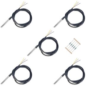 DS18B20 حساس درجة الحرارة مع محول الأسلاك، 5 قطع، لاردوينو، ESP32، ESP8266، راسبيري بي
