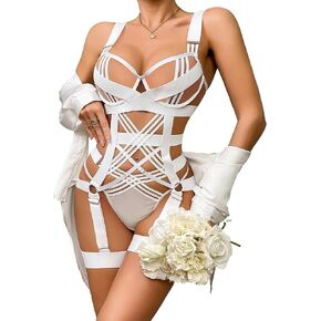 Womens Lingerie with Push Up Bra Support Bondaged Underwired Teddy Lingerie One Piece Babydoll in Kuwait