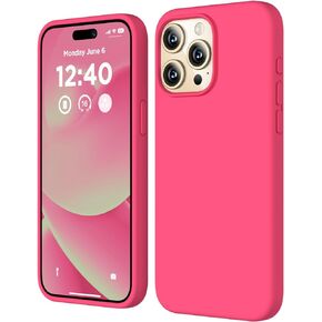 متوافق مع حافظة iPhone 15 Pro، حافظة من السيليكون السائل، غطاء حماية كامل الجسم مقاوم للصدمات، حافظة هاتف رفيعة مع بطانة ناعمة من الألياف الدقيقة المضادة للخدش، 6.1 بوصة-برتقالي