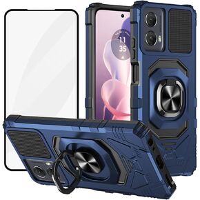 Ailiber Compatible for Motorola Moto G Play 5G 2024 Case[Not fit 4G], with Screen Protector, Ring Kickstand for Magnetic Car Mount, Heavy Duty Protector Rugged Phone Cover for Moto G 5G 2024-Rose Gold