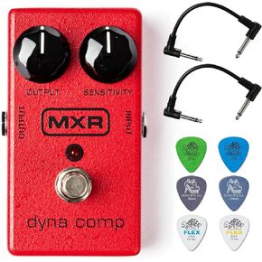 Briskdrop MXR M102 Dyna Comp Compressor Pedal Bundle with 2 Patch Cables and 6 Dunlop Picks