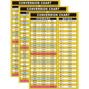 3 Pack Conversion Chart Stickers Fraction-Decimal to Metric Conversion Chart Stickers 5.5 x 8.5 Inch Waterproof Vinyl MM to Inches Conversion Chart Toolbox Sticker, Engineer, Mechanic Decals