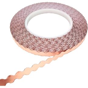 ARTIMUSES Double Edged Scalloped Copper Foil Tape for Stained Glass, DIY Handicrafts, Crafting (Small Scalloped)