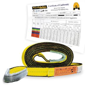 KwikSafety - Charlotte, NC - Mighty Sumo 1"x 10’ Poly Web Sling [2 Pack] Lifting Strap ASME OSHA / 3200lbs Vertical 2550lbs Choker 6400lbs Basket/Rigging Moving Towing Hoisting Gear