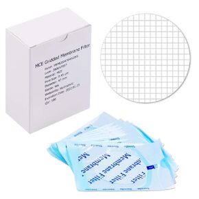 MCE Membrane Filter,Mixed Cellulose Esters Membrane Disc Filters,Sterile,Black Gridded,Hydrophilic,Diameter 47mm,Pore Size 0.45um,Individually Packed（Pack of 100)