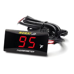 Motorcycle Water Temperature Meter Fahrenheit Thermometer Universal Digital Water Temperature Gauge Super Slim Style Thermometer for Racing Scooter LED Display DC 12V (Blue)