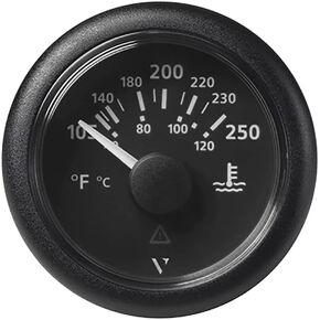 VDO A2C59514176 Marine 2-1/16 [52 مم] مقياس درجة حرارة خط الرؤية 100-250 درجة فهرنهايت - 8-32 فولت - قرص وإطار أسود
