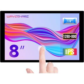 شاشة Waveshare 10.1 بوصة تعمل باللمس LCD IPS، بدون حافظة خلفية، دقة 1280 × 800، واجهة HDMI، متوافقة مع Raspberry Pi 4B/3B+ إلخ. دعم Jetson Nano/PC