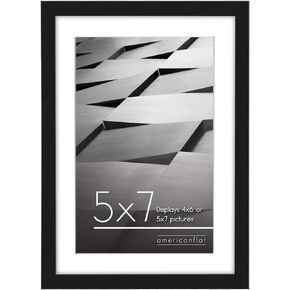 Americanflat 14x18 Picture Frame in Black - Use as 5x7 Picture Frame with Mat or 14x18 Frame Without Mat - Thin Border Photo Frame with Plexiglass Cover - Vertical or Horizontal Wall Display