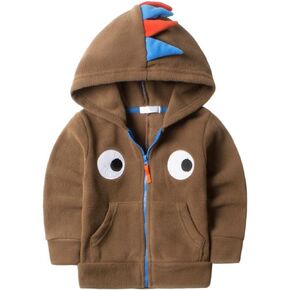 HUAER& Baby Boys' Girls Fleece Warm Jacket Woolen Dinosaur Zip Front Jacket Hoodie Sweatshirt