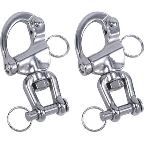 CHANGE MOORE 2/4/6 Pcs Marine Swivel Snap Shackles, 316 Stainless Steel Swivel Eye Snap Shackle Quick Release Carabine, Quick Release Clip for Sailing Rigging Shackles, Sailboat Spinnaker Halyard