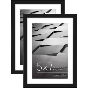 Americanflat 14x18 Picture Frame in Black - Use as 5x7 Picture Frame with Mat or 14x18 Frame Without Mat - Thin Border Photo Frame with Plexiglass Cover - Vertical or Horizontal Wall Display