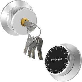 WeHere Twist to Lock Deadbolt Lock، بدون مفتاح لقفل الباب الأمامي، مجموعة Deadbolt ومقبض الباب مع قفل اسطوانة واحدة، مجموعات أقفال التحرير والسرد للباب الداخلي الخارجي (نموذج الباب المفتوح الأيسر) in Kuwait