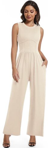Jumpsuits for Women Dressy Sleeveless One Piece Outfits Wide Leg Rompers Casual Overalls Jumpers Summer in Saudi Arabia