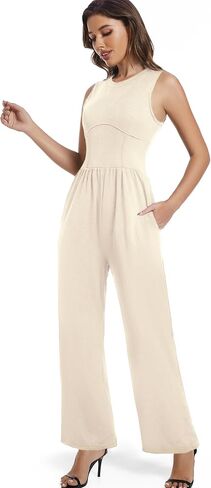 Jumpsuits for Women Dressy Sleeveless One Piece Outfits Wide Leg Rompers Casual Overalls Jumpers Summer in Saudi Arabia
