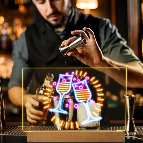 لوح أكريليك للتخرج مع ضوء - لوحات سطح مكتب LED مقاس 13 بوصة مع حامل خشبي 8 علامات متوهجة باللون الأبيض الدافئ وكتابة رسالة مذكرة متوهجة واضحة لمكتب المنزل والمدرسة وبار in Kuwait