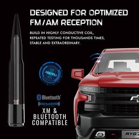 هوائي RYDONAIR متوافق مع دودج رام 1500 2500 3500 وفورد F150 F250 F350 سوبر ديوتي 1990 - 2024 - طلاء معدني مضاد للخدش - مصمم لاستقبال FM/AM الأمثل in Saudi Arabia