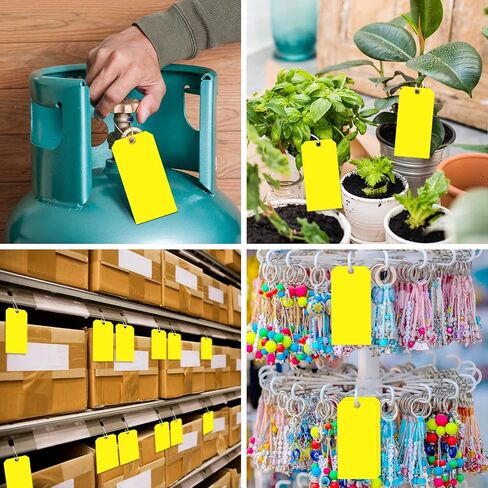 200 Pcs Blank Yellow Tag with Wire Blank Plastic Tags Shipping Tags Waterproof Tags for Labeling Shipping Labels with 200 Pcs String and 5 Pcs Black Maker Pens for Labeling Pricing Luggage, 2 x 4 Inch in Saudi Arabia
