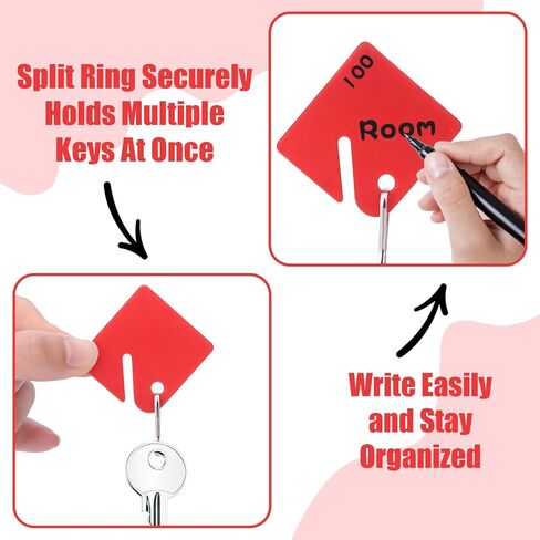 100 PCS Plastic Key Tags with Labels Hanging Key Identifiers Key Organizer Tags with Snap Hooks for Home Key Cabinet Office in Saudi Arabia
