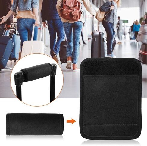 Luggage Handle Wrap, Neoprene Rectangle Soft Luggage Box Car Door Handle Cover Wrap Grips for Travel Bag Luggage Suitcase (Black) Luggage Handle Wraps in Saudi Arabia