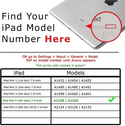 RepairPartsPlus for iPad Mini 4 (4th Gen) Battery Replacement A1546 Premium Kit (7.9", A1538 | A1550) + Tools + Adhesive in Kuwait