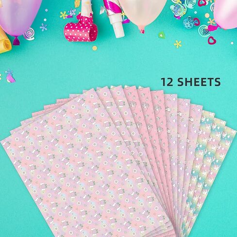 PlandRichW Birthday Wrapping Paper Folded for Girls Kids Baby Women Mermaid Scale Scallop Galaxy 4 Styles of Gift Wrapping Paper for Weddings Graduation Anniversaries 12 Sheets 20 X 29 Inch in Kuwait