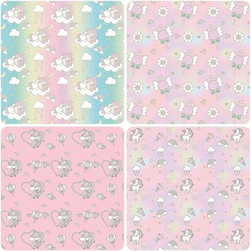 PlandRichW Birthday Wrapping Paper Folded for Girls Kids Baby Women Mermaid Scale Scallop Galaxy 4 Styles of Gift Wrapping Paper for Weddings Graduation Anniversaries 12 Sheets 20 X 29 Inch in Kuwait