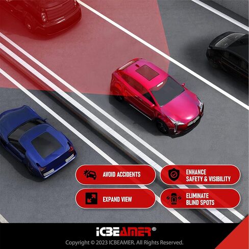 مرآة الرؤية الخلفية للسيارة مقاس 11.8 بوصة من ICBEAMER، زاوية واسعة بانورامية، زجاج ملون شفاف عالي الدقة، مشبك داخلي على مرآة السيارة المحدبة، مضادة للوهج، ملحقات السيارات، عالمية للشاحنة، السيارة، سيارات الدفع الرباعي، حزمة من 1 in Kuwait