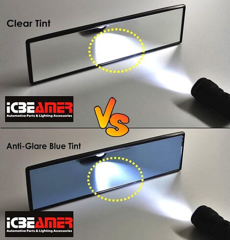 مرآة الرؤية الخلفية للسيارة مقاس 11.8 بوصة من ICBEAMER، زاوية واسعة بانورامية، زجاج ملون شفاف عالي الدقة، مشبك داخلي على مرآة السيارة المحدبة، مضادة للوهج، ملحقات السيارات، عالمية للشاحنة، السيارة، سيارات الدفع الرباعي، حزمة من 1 in Kuwait