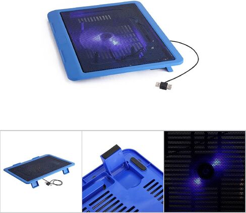 وسادة تبريد للكمبيوتر المحمول، مبرد كمبيوتر محمول يعمل بمنفذ USB، حامل مروحة تبريد للكمبيوتر المحمول فائق النحافة، وسادة تبريد للكمبيوتر المحمول بمروحة تبريد مقاس 14 بوصة أسفل الكمبيوتر المحمول، أزرق in Kuwait