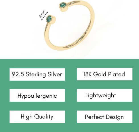 Crystal Quartz Rings, 18K Gold Rings for Women Teen Girls That Don't Tarnish - Real 925 Sterling Silver Rings, Stackable, Chunky, Dainty April Birthstone Gifts (Anillos Para Mujer, Round - Size 6) in Kuwait