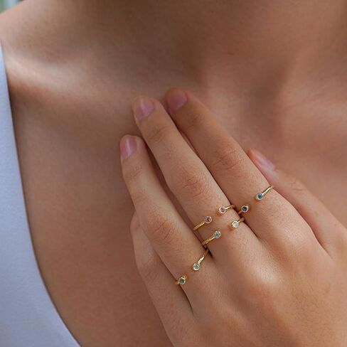 Crystal Quartz Rings, 18K Gold Rings for Women Teen Girls That Don't Tarnish - Real 925 Sterling Silver Rings, Stackable, Chunky, Dainty April Birthstone Gifts (Anillos Para Mujer, Round - Size 6) in Kuwait