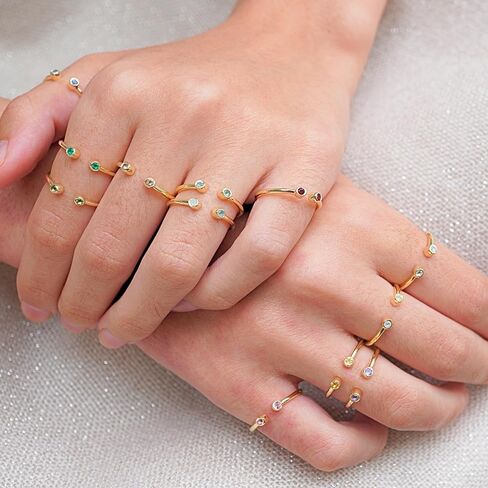 Crystal Quartz Rings, 18K Gold Rings for Women Teen Girls That Don't Tarnish - Real 925 Sterling Silver Rings, Stackable, Chunky, Dainty April Birthstone Gifts (Anillos Para Mujer, Round - Size 6) in Kuwait