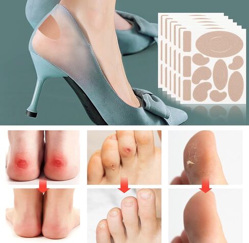 Moleskin for Blisters Feet, 132PCS Adhesive Moleskin Pads for Shoes, Toes, Heel | Blister Prevention and Reduce Friction - 12 Sheets in Kuwait