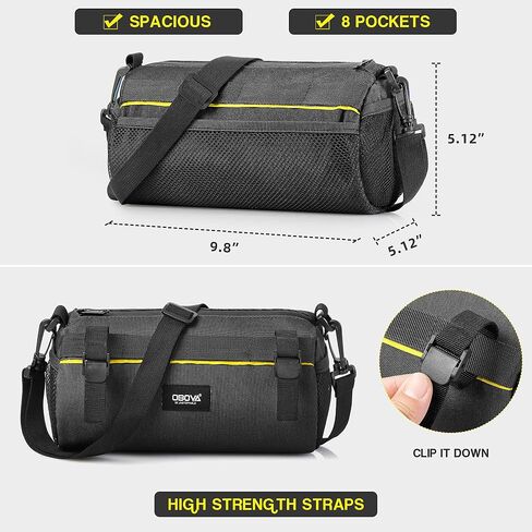 Bike Handlebar Bag 3.3L 8-Pocket Waterproof Handlebar Bags for Bicycles with Rain Cover, Shoulder Strap, Bicycle Handlebar Bag Pouch for Road, Mountain Bikes, MTB Storage, Tools in Saudi Arabia