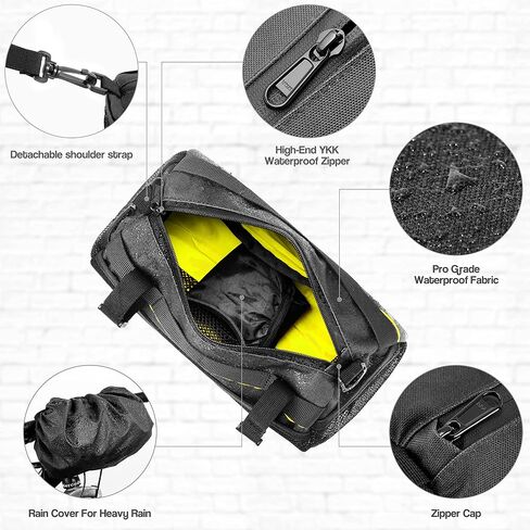 Bike Handlebar Bag 3.3L 8-Pocket Waterproof Handlebar Bags for Bicycles with Rain Cover, Shoulder Strap, Bicycle Handlebar Bag Pouch for Road, Mountain Bikes, MTB Storage, Tools in Saudi Arabia