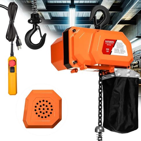 660LBS Electric Chain Hoist, 120V Winch with 5ft Wired Remote Control, Single Phase Overhead Crane Garage Ceiling Pulley Winch Hook Mount, 9.8ft Lift Height, w/Emergency Stop Switch in Kuwait