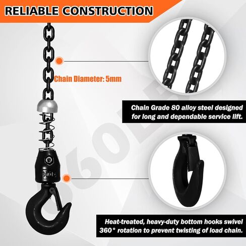 660LBS Electric Chain Hoist, 120V Winch with 5ft Wired Remote Control, Single Phase Overhead Crane Garage Ceiling Pulley Winch Hook Mount, 9.8ft Lift Height, w/Emergency Stop Switch in Kuwait