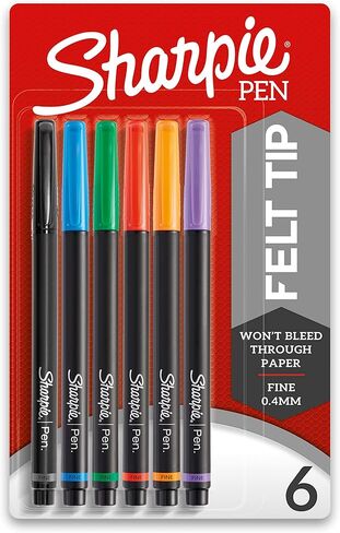 SHARPIE 1976527 Pen, Fine Point, Assorted Colors, 6-Count in Saudi Arabia
