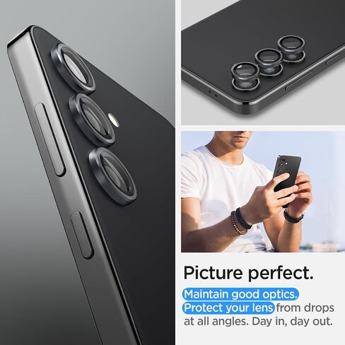 Spigen Camera Lens Screen Protector [GlasTR EZ Fit Optik Pro] Designed for Galaxy S24 [Case Friendly] - Black [2 Pack] in Saudi Arabia