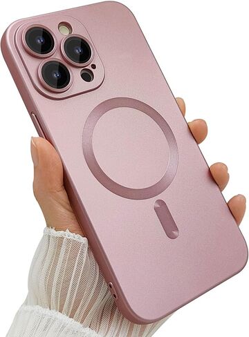 حافظة مغناطيسية لهاتف iPhone 15 Pro Max للنساء، تصميم لامع فاخر ناعم لامع مع واقي عدسة الكاميرا، متوافق مع حافظة Magsafe لهاتف iPhone 15 Pro Max 6.7 بوصة - أبيض in Kuwait