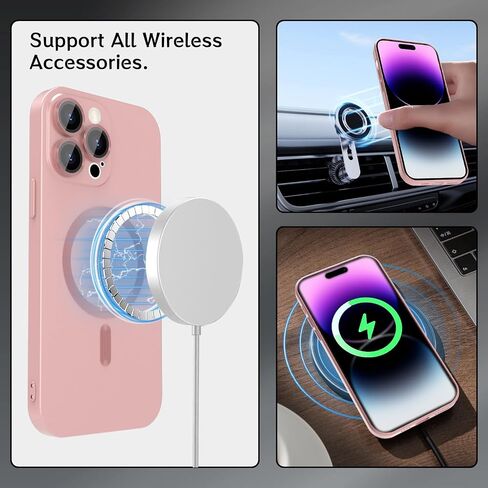 حافظة مغناطيسية لهاتف iPhone 15 Pro Max للنساء، تصميم لامع فاخر ناعم لامع مع واقي عدسة الكاميرا، متوافق مع حافظة Magsafe لهاتف iPhone 15 Pro Max 6.7 بوصة - أبيض in Kuwait