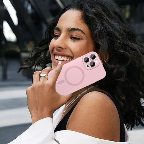 حافظة مغناطيسية لهاتف iPhone 15 Pro Max للنساء، تصميم لامع فاخر ناعم لامع مع واقي عدسة الكاميرا، متوافق مع حافظة Magsafe لهاتف iPhone 15 Pro Max 6.7 بوصة - أبيض in Kuwait