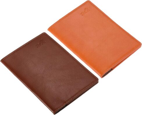 MECCANIXITY Passport Holder Cover L5.5'' x W3.9 PU Leather for Personal Travel and Business Trip, Orange/Brown Pack of 2 in Saudi Arabia