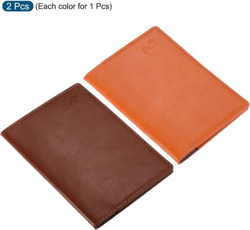 MECCANIXITY Passport Holder Cover L5.5'' x W3.9 PU Leather for Personal Travel and Business Trip, Orange/Brown Pack of 2 in Saudi Arabia